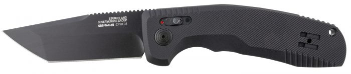S.O.G SOG15380357 SOG-TAC Auto 3.43" Folding Tanto Plain Black TiNi Cryo D2 Steel Blade Black Micro-Textured Anodized Aluminum Handle Includes Pocket Clip