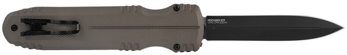 S.O.G SOG15610257 Pentagon  3.79" OTF Spear Point Plain Black TiNi Cryo CPM S35VN Steel Blade, Flat Dark Earth Aluminum Handle