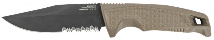 S.O.G SOG17220457 Recondo FX 4.60" Fixed Part Serrated Satin TiCN Cryo 440C SS Blade FDE Overmolded Rubberized Grip, Includes Sheath