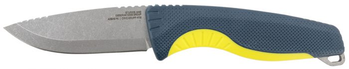 S.O.G SOG17410141 Aegis FX  3.70" Fixed Drop Point Plain Stonewashed 4116 Krupp SS Blade, Indigo w/Acid Accents GRN Handle, Includes Sheath
