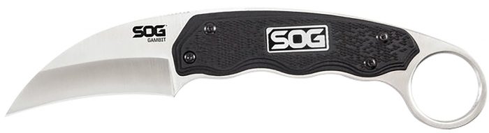 S.O.G SOG-GB1001-C Gambit  2.58" Fixed Sheepsfoot Plain Satin Polished 7Cr17MoV SS Blade Black GRN Handle Includes Sheath