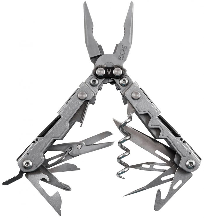 S.O.G SOG-PL1001-C PowerLitre  Stonewashed 5Cr15MoV Stainless Steel 5.10" Long Features 19 Tools