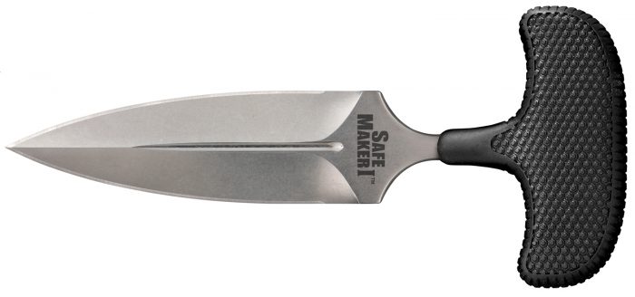 Cold Steel CS12DBST Safe Maker I 4.50" Fixed Spear Point Plain Stone Washed AUS-8A SS Blade/ Black Kray-Ex Handle Includes Sheath