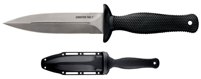 Cold Steel CS10BCTL Counter TAC I 5" Fixed Spear Point Plain Stone Washed AUS-8A SS Blade/ Black Textured Kray-Ex Handle Includes Belt Clip/Sheath