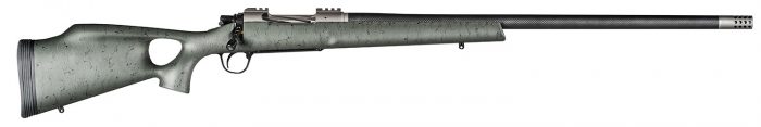 Christensen Arms CA10269815322 Summit TI  Full Size 28 Nosler 3+1, 26" Natural Titanium Steel Threaded Barrel, Natural Titanium Aluminum Receiver, Green w/Black Webbing Fixed Thumbhole Stock