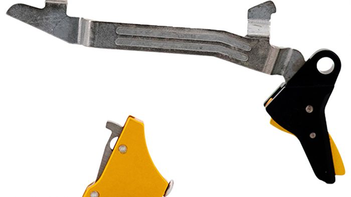 Timney Triggers ALPHAGLOCK5 Alpha Competition 9mm Luger/40 S&W/22 LR, Gold Straight Trigger, Compatible w/Glock Gen5 & Glock 44