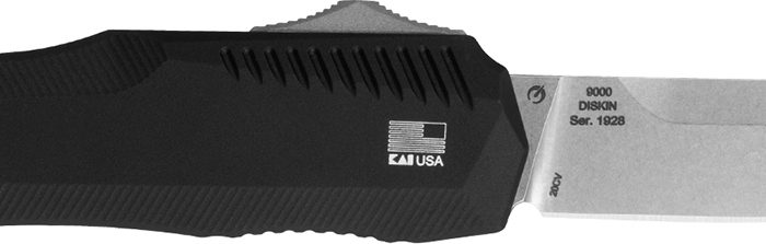 Kershaw 9000 Livewire  3.30" OTF Spear Point Plain Stonewashed CPM 20V SS Blade/ Textured Black Anodized Aluminum Handle Includes Pocket Clip