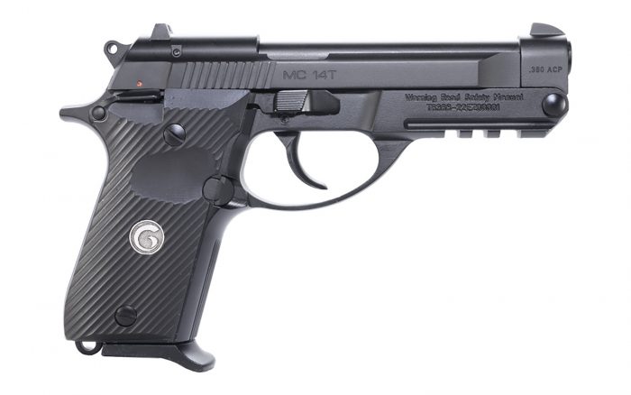 EAA GIRSAN 390850 MC 14T Solution Compact Frame 380 ACP 13+1, 4.50" Black Steel Tip-Up Barrel, Serrated Steel Slide & Aluminum Frame w/Picatinny Rail, Black Checkered Polymer Grip Ambidextrous