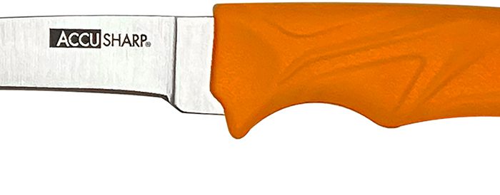 AccuSharp 734C AccuZip  4" Fixed Plain Stainless Steel/ Blade Blaze Orange Ergonomic Anti-Slip Rubber Handle