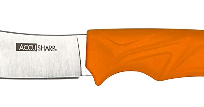 AccuSharp 732C Butcher  4" Fixed Butcher Plain Stainless Steel Blade/Blaze Orange Ergonomic Anti-Slip Rubber Handle