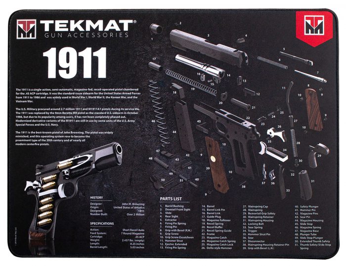 TekMat TEKR2019113D  Ultra 20 Cleaning Mat Black/White Rubber 15"x20" 1911 Parts Diagram
