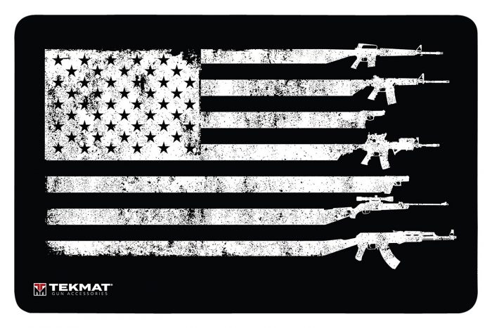 TekMat TEK42GFUSA USA Gun Flag Door Mat Black/White Rubber 25"x42"