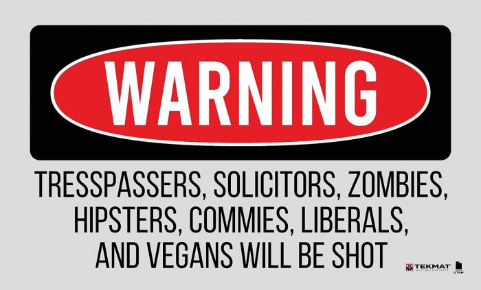 TekMat TEK42TRESPASSERS Trespassers Will Be Shot Door Mat Multi-Color Rubber 25"x42"