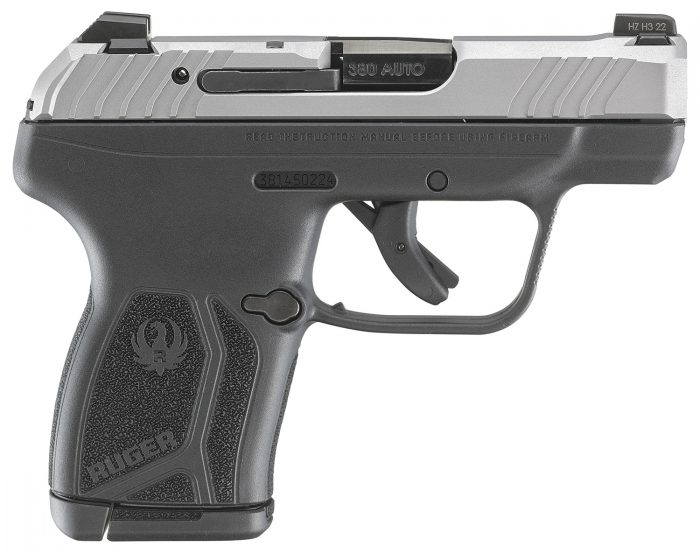 Ruger 13744 LCP Max  Compact 380 ACP 10+1 2.80" Black Oxide Steel Barrel, Matte Stainless Serrated Slide, Black Polymer Frame w/Serrated Trigger Guard w/Black Nylon Grip