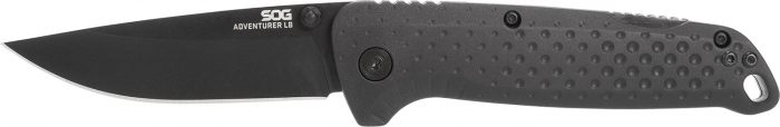 S.O.G SOG13110143 Adventure LB 3.50" Folding Drop Point Plain Black TiNi 5Cr15MoV Blade, Black Textured GRN Handle