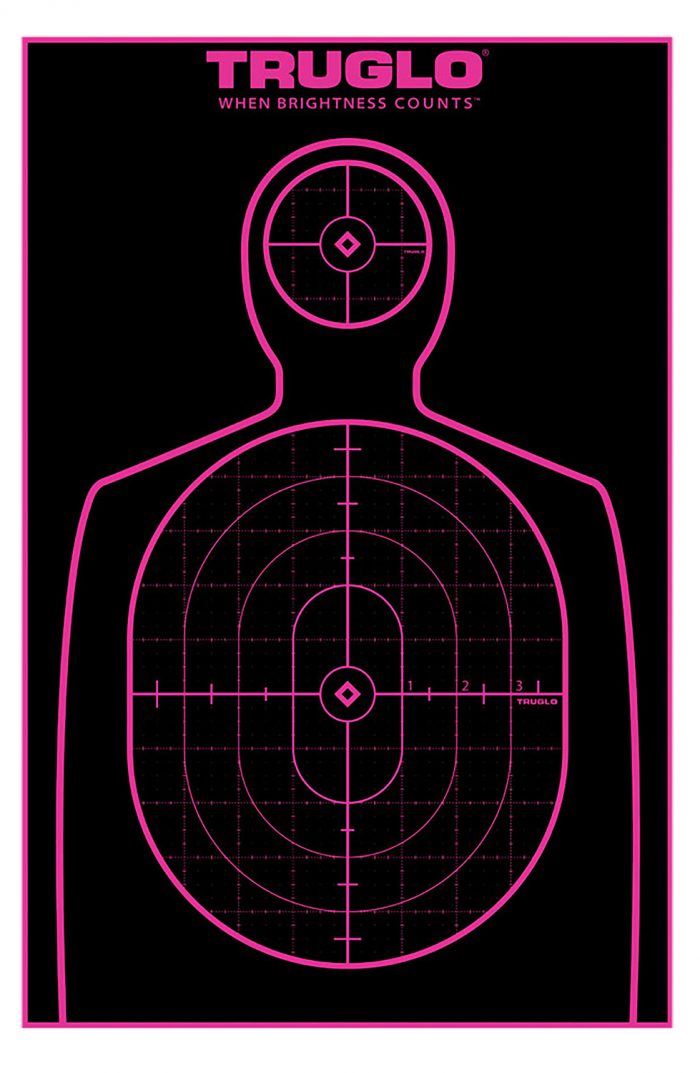 TruGlo TG13A12BB Tru-See Handgun Target Self-Adhesive Heavy Paper Black/Pink 12"x18" Silhouette 12 Pack