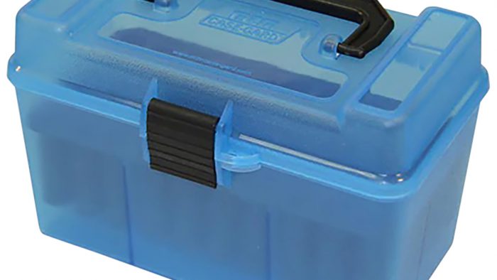 MTM Case-Gard H50RMAG24 Deluxe Ammo Box  300 Win Mag/7mm Rem Clear Blue Polypropylene 50rd