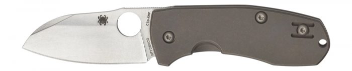 Spyderco C158TIP2 Techno 2  2.52" Folding Sheepsfoot Plain CTS XHP Steel Blade/Matte Stonewashed Titanium Handle Includes Pocket Clip