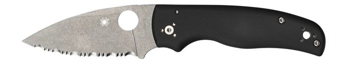 Spyderco C229GS Shaman  3.58" Folding Serrated Stonewashed CPM S30V SS Blade/ Black Textured G10 Handle Includes Pocket Clip