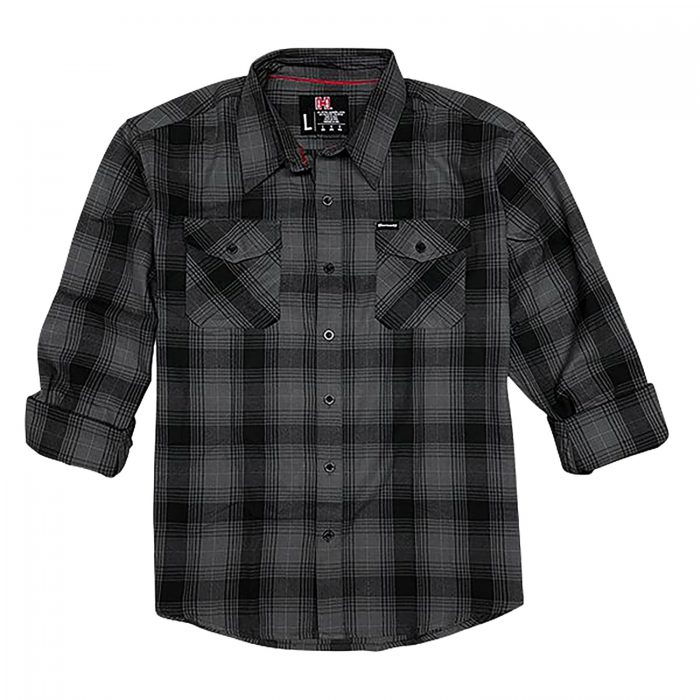 Hornady Gear 32226 Flannel Shirt  3XL Gray/Black,  Cotton/Polyester, Relaxed Fit Button Up