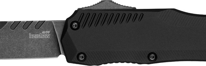Kershaw 9000T Livewire  Automatic 3.30" OTF Tanto Plain Black DLC CPM MagnaCut Steel Blade, Black Anodized Aluminum Handle, Includes Pocket Clip