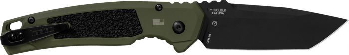 Kershaw 71050LBLK Launch 16 Automatic 3.45" Folding Tanto Plain Black Cerakote CPM M4 Blade, Olive Cerakote w/Black Oxide Hardware Aluminum Handle, Includes Pocket Clip