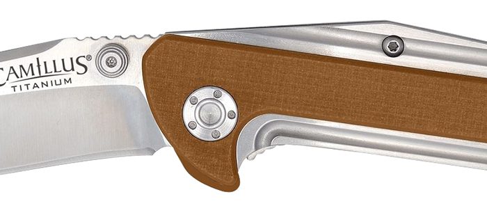 Camillus 19196 Sevens  2.75" Folding Plain Silver AUS-8 Carbonitride Titanium Blade, Desert Tan/SS G10/SS Handle