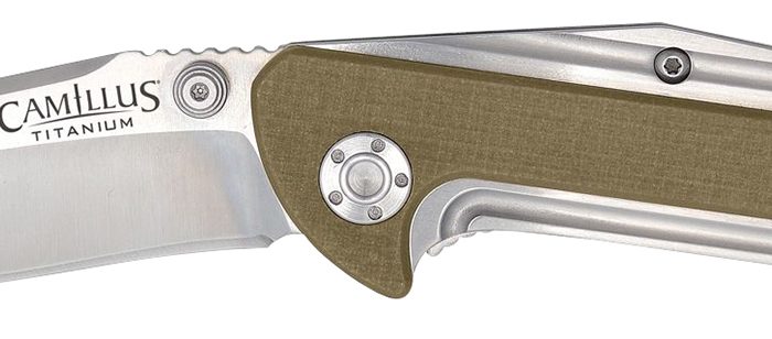 Camillus 19195 Sevens  2.75" Folding Plain Silver AUS-8 Carbonitride Titanium Blade, Desert Tan/SS G10/SS Handle