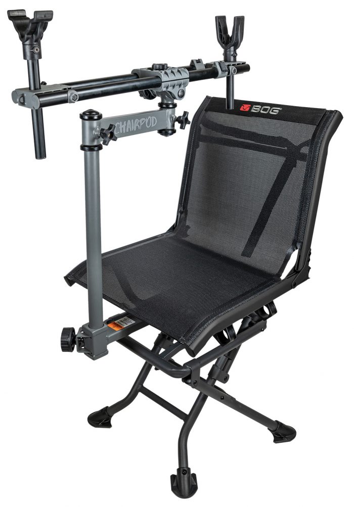 Bog-Pod 1100475 ChairPod  Chair with Rotating Gun Mount, 4 Legs, Black, Aluminum Frame, 41" Max Height