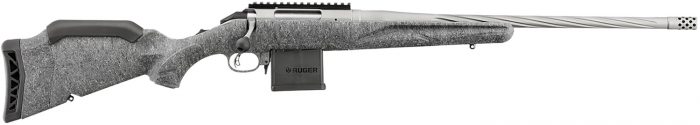 Ruger 46908 American II  Full Size 204 Ruger 10+1 20" Gun Metal Gray Cerakote Spiral Fluted Threaded Barrel & Alloy Steel Receiver w/Picatinny Rail, Gray Splatter Adj LOP Synthetic Stock