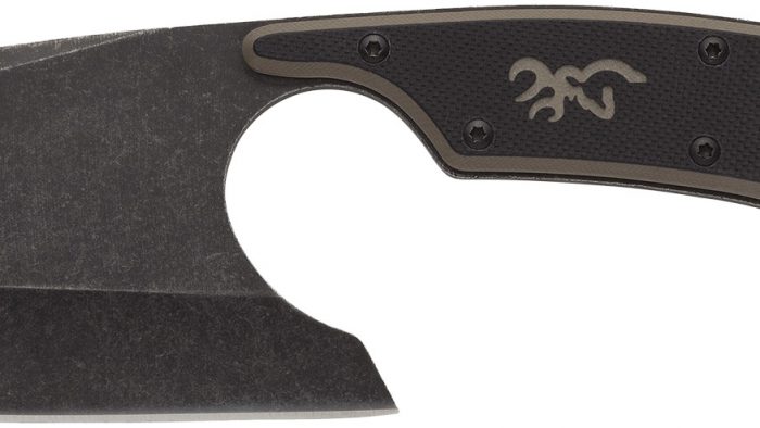 Browning 3220322 Cutoff Camp 2.50" Fixed Cleaver Plain Black Black Oxide Stonewashed 9Cr14MoV SS Blade, Black/Tan G10 Handle