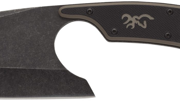Browning 3220322B Cutoff Camp Boxed 2.50" Fixed Cleaver Plain Black Black Oxide Stonewashed 9Cr14MoV SS Blade, Black/Tan G10 Handle