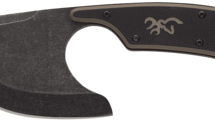Browning 3220323 Cutoff  2.50" Fixed Skinner Plain Black Black Oxide Stonewashed 9Cr14MoV SS Blade, Black/Tan G10 Handle