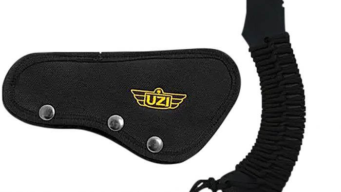 Uzi Accessories UZKAXE5 Throwing Axe  7" Plain Stainless Steel Blade, Black Paracord Wrapped Stainless Steel Handle 12.20" OAL