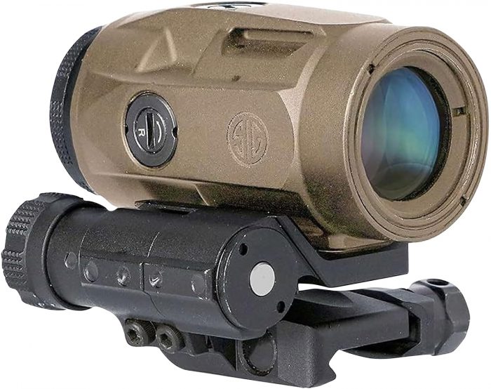 Sig Sauer Electro-Optics SOJ3M011 Juliet3-Micro Magnifier Flat Dark Earth 3x 22 mm 90 Degree Push Button Flip-to-side Mount