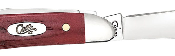 Case 00781 Peanut  Medium 2.10"/1.53" Folding Clip Point/Pen Plain Mirror Polished Tru-Sharp SS Blade Corn Cob Jigged Old Red Bone Handle