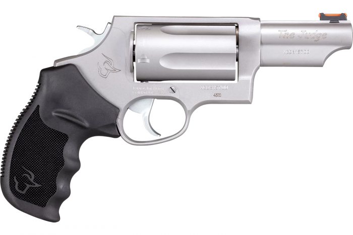 Taurus 2-441039T Judge  Compact 45 Colt (Long Colt)/410 Bore 5rd Shot 3" Matte Stainless Steel Barrel, Cylinder & Frame, Black Ribber Grip, Transfer Bar Safety, Exposed Hammer