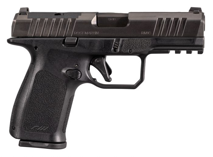 Rost Martin RM1CBLKOSP10CA RM1C *CA Compliant 9mm Luger 10+1 4" Black Compensated Match Grade Barrel, Black Tenifer Optic Ready/Serrated Steel Slide, Black Textured Grip