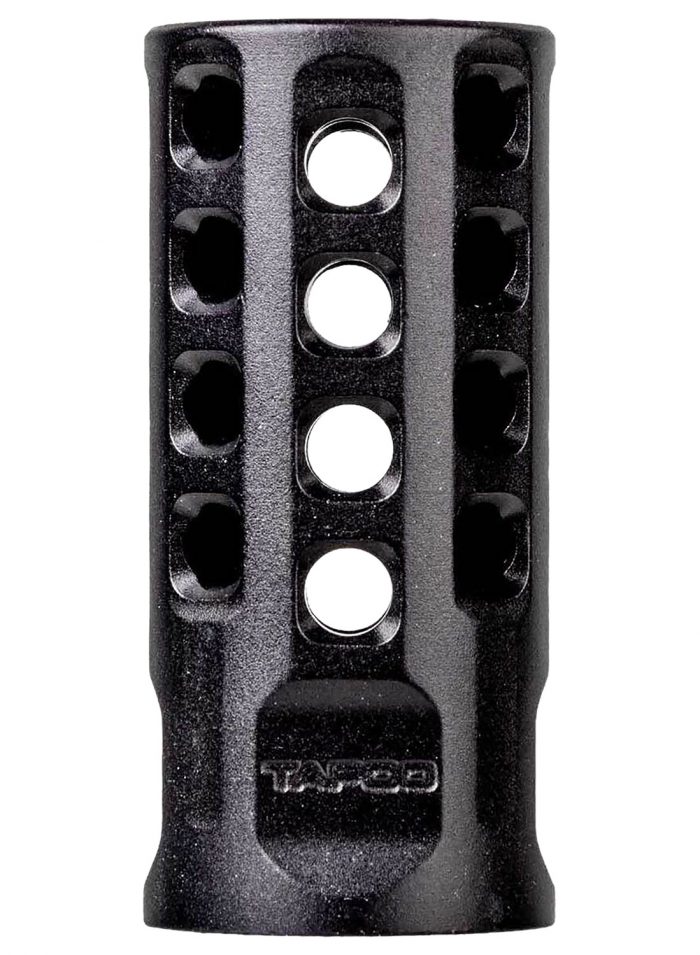 Tapco TAP22004  Muzzle Brake Black Anodized Aluminum 1/2"x28 Threads 2" OAL .920" Diameter 22 LR