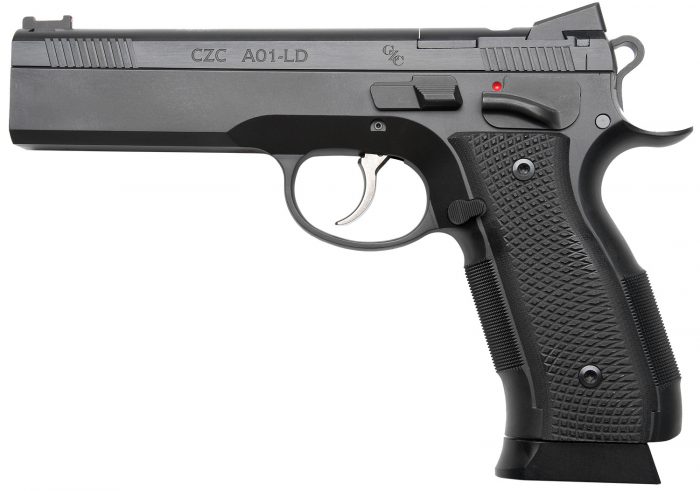 Cz Custom Shop 96336 A01-LD  9mm Luger 19+1 5" Match Grade Bull Barrel, Black Optic Cut/Serrated Steel Slide, Black Polycoat Steel Frame w/Beavertail, Black G10 Grip, Long Dustcover