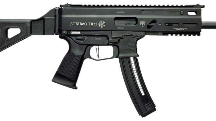 Grand Power 197892004817 TR22 Stribog 22 LR 25+1 10" Black Threaded Barrel, Black Hardcoat Anodize Receiver w/Picatinny Rail, Black SB Tactical Brace, Black Polymer Grip, Ambidextrous