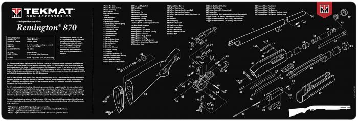 TekMat TEKR36REM870 Remington 870 Cleaning Mat Black/White Rubber 12"x36" Remington 870 Parts Diagram