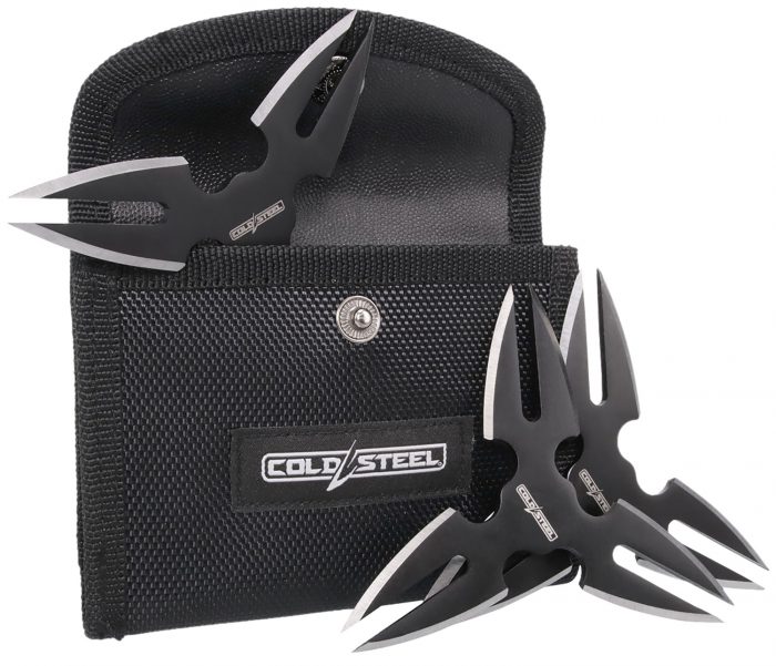 Cold Steel CSTH15STR3PK Throwing Stars  Three 1.50" Black Oxide 420 Stainless Steel Blades Includes Sheath