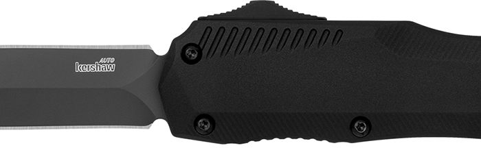 Kershaw 9000DE Livewire  Automatic 3.45" OTF Spear Point Plain Black PVD CPM MagnaCut Steel Blade, Black Anodized Aluminum Handle