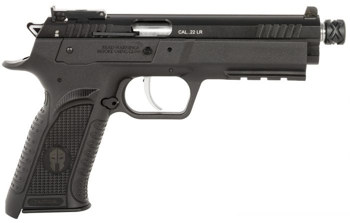 Tanfoglio TFFTAC22AS Force Tactical 22 LR 10+1 4.40" Threaded Barrel, Black Serrated Slide, Black Polymer Frame w/Beavertail & Picatinny Rail, Black Polymer Grip