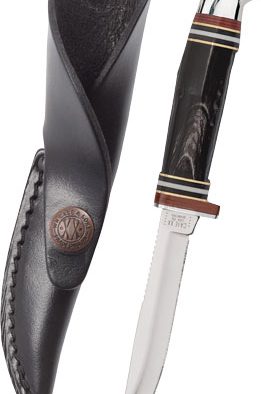 CASE KNIVES BUFFALO HORN - HUNTER & LEATHER SHEATH
