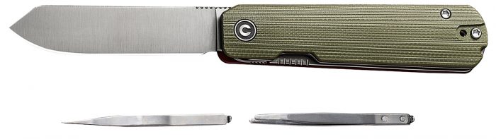 Civivi Knives C21004B-1 Sendy  2.83" Folding Spey Point Plain Satin Nitro-V Steel Blade. Green Textured G10 Handle