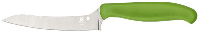 Spyderco K14PGN Z-Cut Pointed 4.40" Fixed Plain Stonewashed CTS BD1N SS Blade, Green Textured Polypropylene Handle