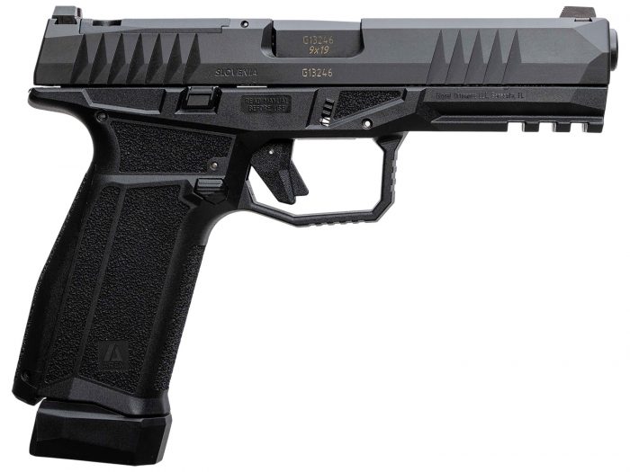 AREX 815537023893 Delta L Gen2 9mm Luger 17+1 4.50" Black Barrel, Black Nitride Optic Cut/Serrated Slide, Black Frame, Ambidextrous