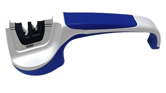 AccuSharp 036C Knife Sharpener Pull Through Blue/White Hand Held Diamond Tungsten Carbide Sharpener Ergonomic Handle